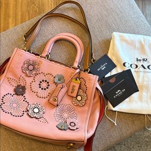 Coach 1941 Rogue 31 in Peony Pink With Roses & Rivets - Handbag With Flowers